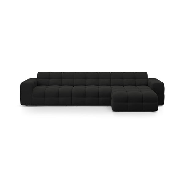 Juodos spalvos kampinė sofa (su dešiniuoju kampu/su gultu) Kendal – Micadoni 