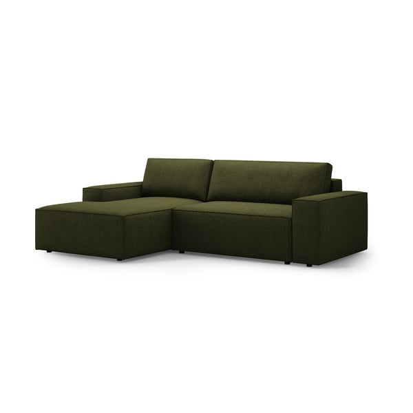 Iš boucle sulankstoma kampinė sofa tamsiai žalios spalvos (su kairiuoju kampu) Jodie – Micadoni Home-image-3
