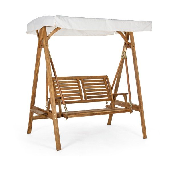 Natūralios spalvos medžio masyvo sodo supamasis suoliukas Noemi – Bizzotto-image-2