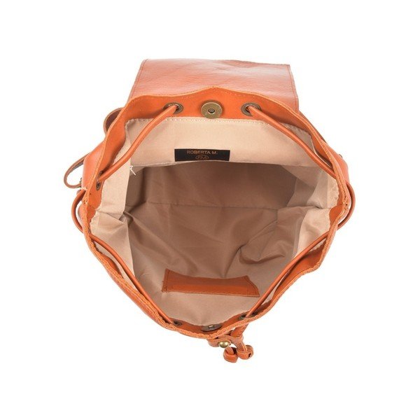 Cognac brown leather women's backpack Roberta M Ramida-image-4