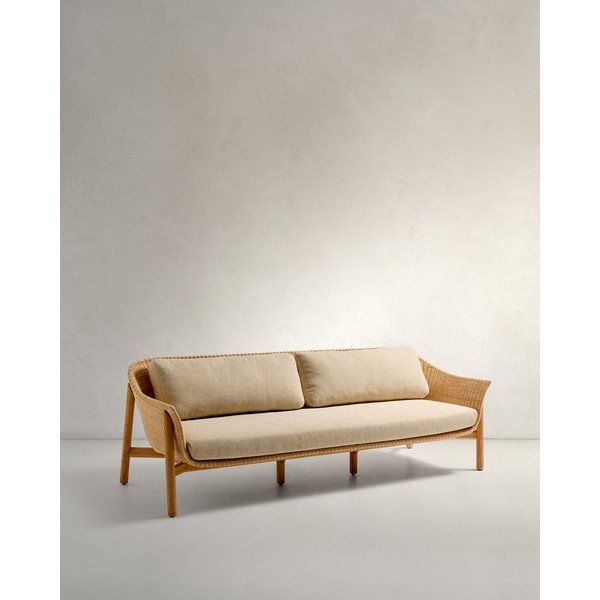Smėlio spalvos/natūralios spalvos iš audinio sodo sofa Galea – Kave Home-image-1