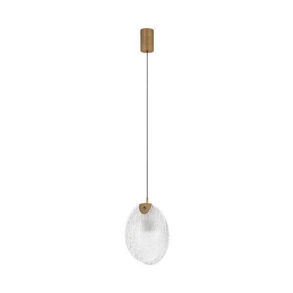 Žalvario spalvos iš plieno kabantis šviestuvas LED su stiklo gaubtu Shelina – Nova Luce