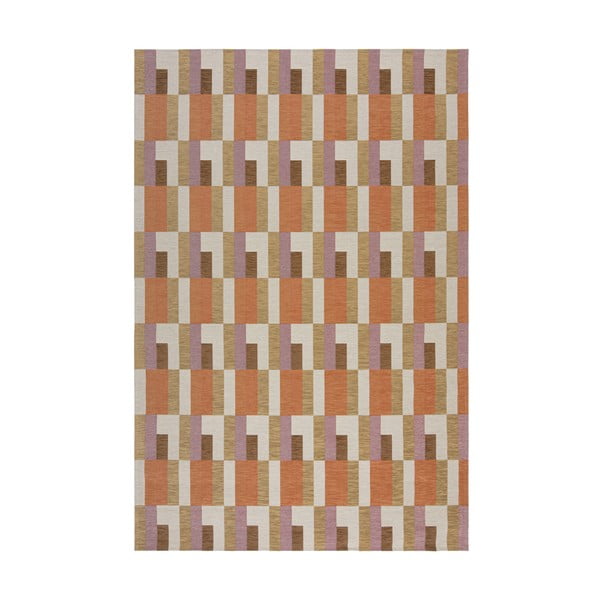 Kilimas oranžinės spalvos/natūralios spalvos 155x230 cm Riley Block Geo – Flair Rugs