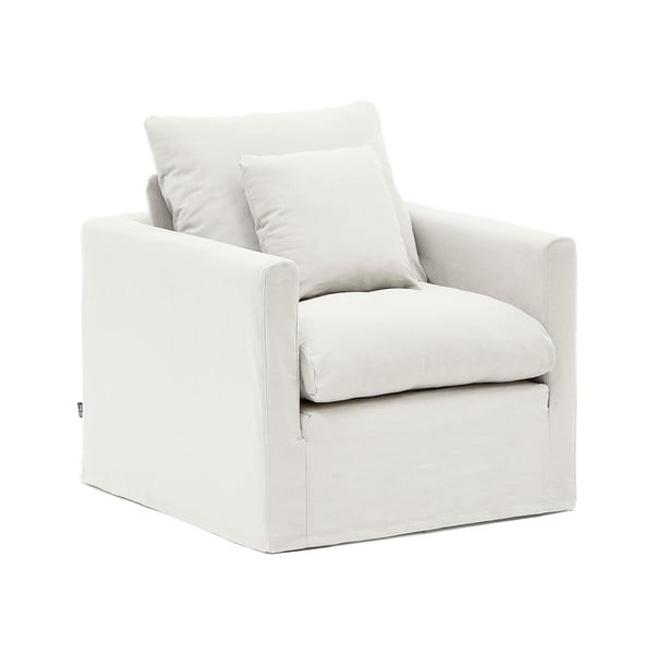 Iš lino krėslas baltos spalvos Nora – Kave Home