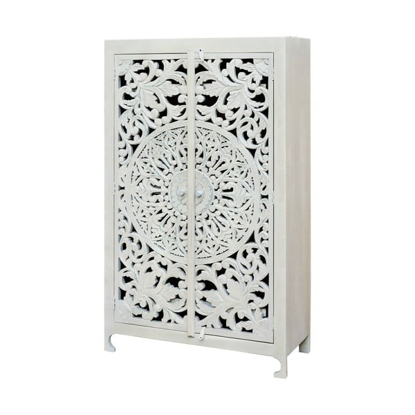 Iš mango masyvo spintelė kreminės spalvos 165x40 cm Kalita – Støraa-image-1