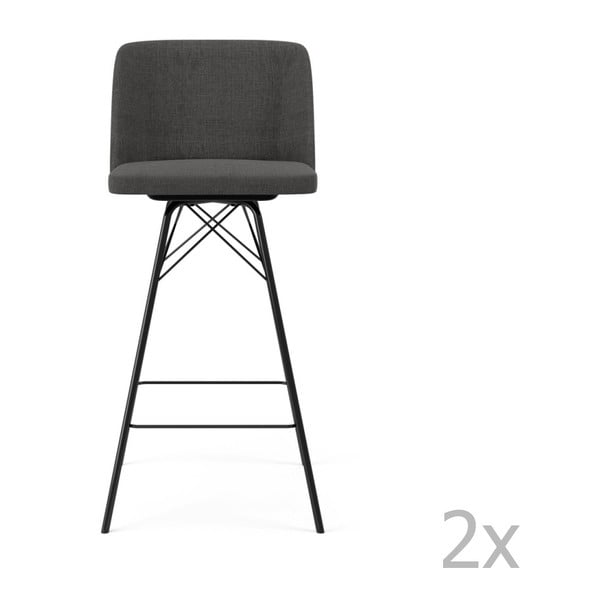 2 antracito pilkos spalvos baro kėdžių rinkinys "Tenzo Tom", aukštis 99 cm