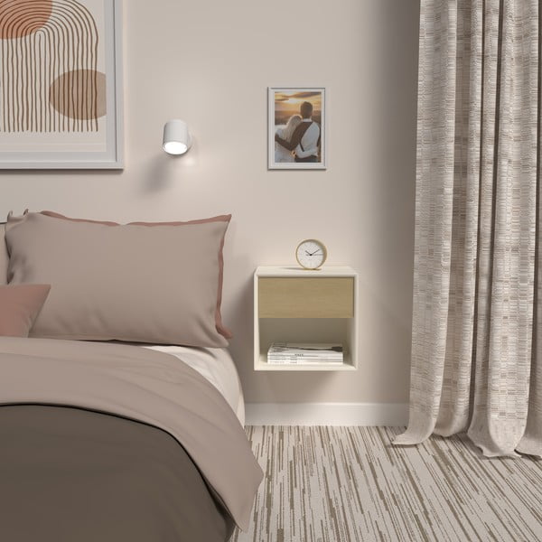 Naktinis staliukas baltos spalvos/natūralios spalvos iš ąžuolo Alba – Tenzo-image-1