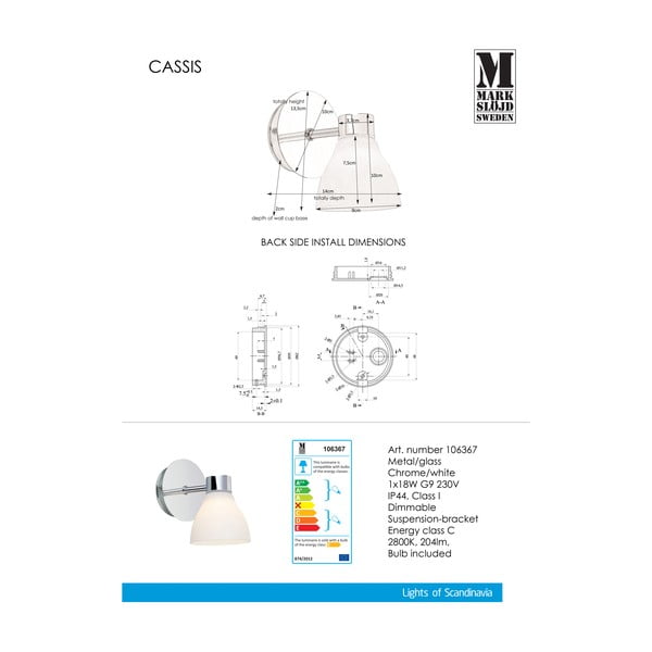 Sieninis šviestuvas Markslöjd Cassis-image-4