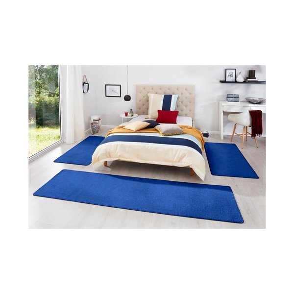 3 mėlynų kilimėlių prie lovos rinkinys Hanse Home-image-1