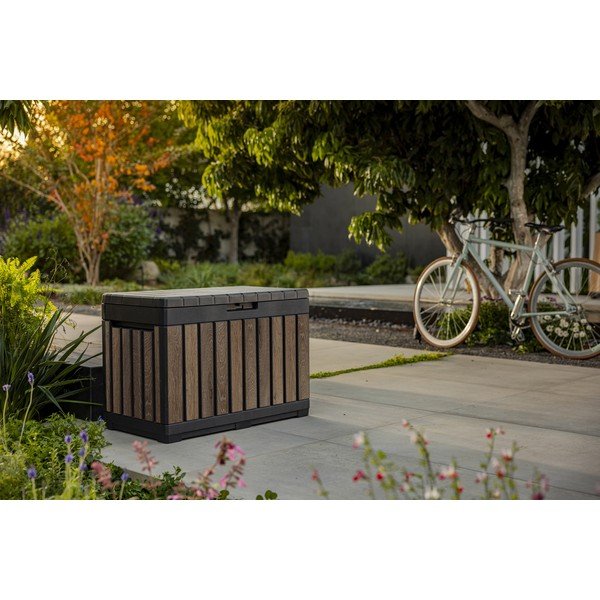 Tamsiai rudos spalvos iš plastiko sodo daiktadėžė Deco – Keter-image-2