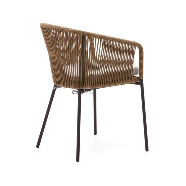 Smėlio spalvos metalinė/paminkštinto audinio sodo kėdė Yanet – Kave Home-image-4
