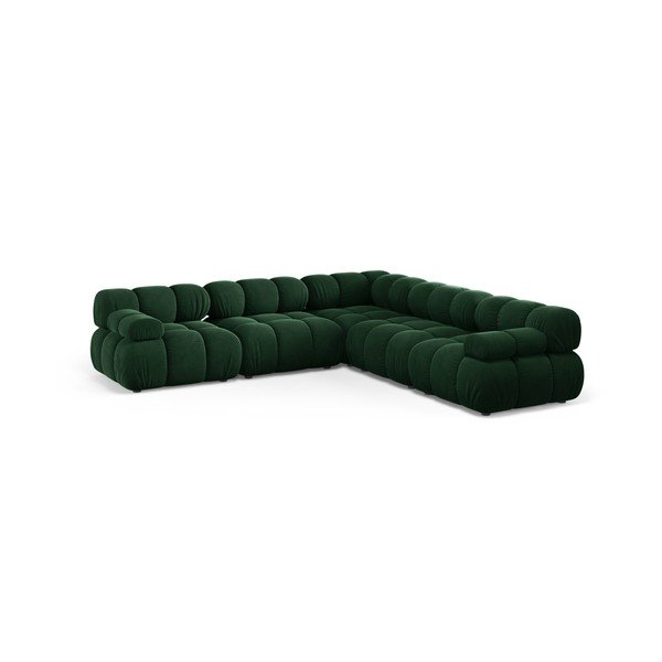 Tamsiai žalios spalvos modulinė kampinė sofa iš velveto – Micadoni 