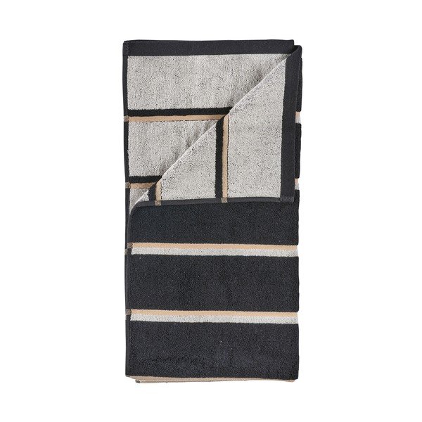 Juodos spalvos/šviesiai pilkos spalvos iš medvilnės vonios rankšluostis 70x140 cm Sauna – Zone