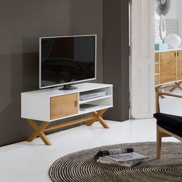 Baltas TV staliukas "Marckeric Leidi", 110 x 52 cm-image-1