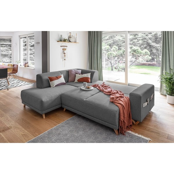 Pilkos spalvos sulankstoma/su sandėliavimo vieta kampinė sofa (su kairiuoju kampu/„L“ formos) Classy Sophie – Miuform-image-4