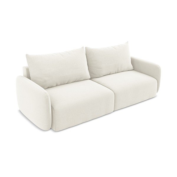 Kreminės spalvos sulankstoma/su sandėliavimo vieta sofa iš velveto 238 cm Kalena – Makamii-image-3