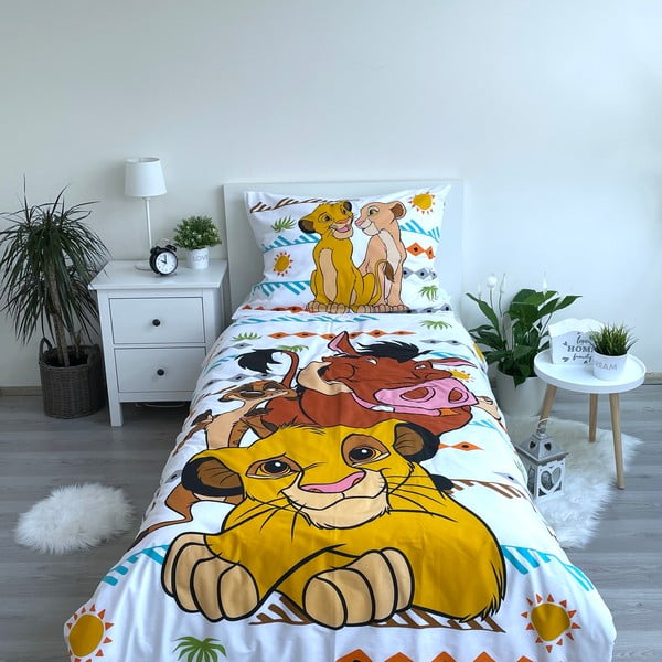 Viengulė vaikiška patalynė iš medvilnės 140x200 cm Lion King Africa – Jerry Fabrics-image-1