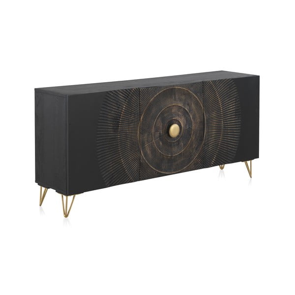 Juoda žema komoda iš mango medienos 160x75 cm Mango - Geese-image-2