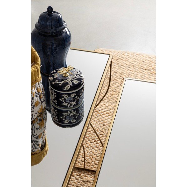 Auksinės spalvos konsoliniai staliukai 2 vnt. su stikliniu stalviršiu 33x104 cm Elenor – Bizzotto-image-1