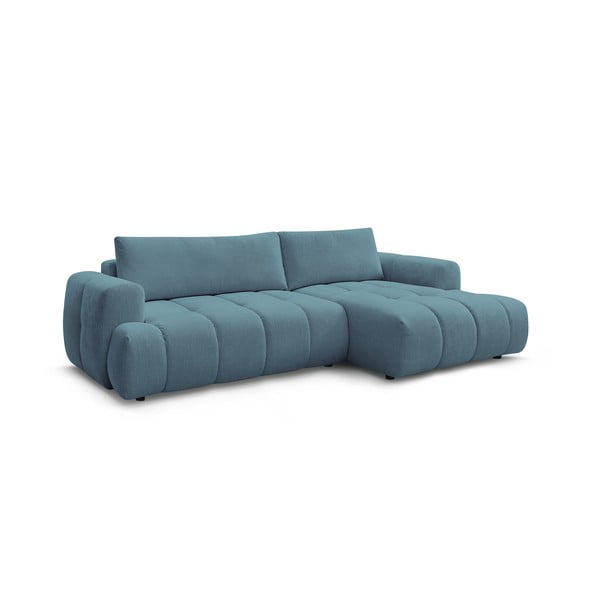 Mėlynos spalvos sulankstoma/su sandėliavimo vieta kampinė sofa (su dešiniuoju kampu/su gultu) Fuji – Bobochic Paris-image-3