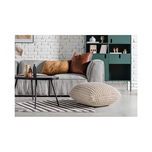 Raudonos spalvos struktūrinio pynimo pufas Knit – Bonami Essentials-image-1