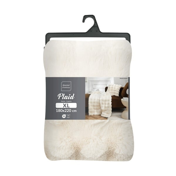 Kreminės spalvos iš mikropliušo antklodė ir pledas 180x220 cm Mounty – douceur d'intérieur-image-4