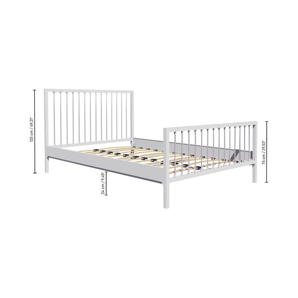 Iš metalo dvigulė lova baltos spalvos su lovos grotelėmis 160x200 cm Breeze – Kalune Design