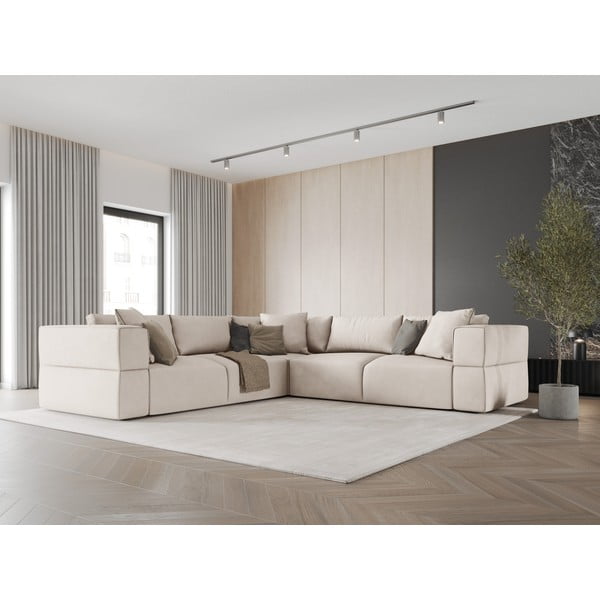 Kampinė sofa smėlio spalvos (kintama) Esther – Milo Casa-image-1