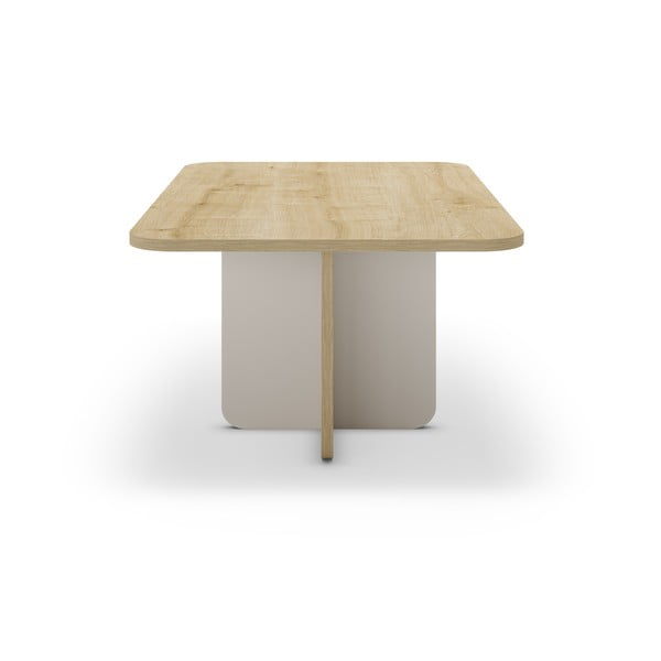 Kavos staliukas kreminės spalvos/natūralios spalvos su ąžuolo dekoro stalviršiu 56x100 cm Hillary – Marckeric-image-3