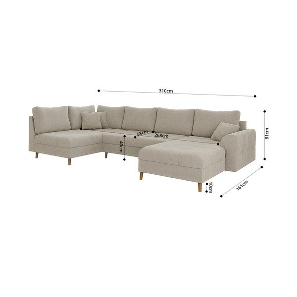 Smėlio spalvos iš boucle kampinė sofa (su dešiniuoju kampu/„U“ formos) Ariella – Ropez-image-4