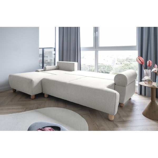 Kreminė kampinė sofa-lova (kairysis kampas) Bouncy Olli - Miuform-image-1