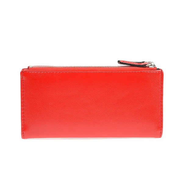 Raudona odinė piniginė Carla Ferreri, 10,5 x 19 cm