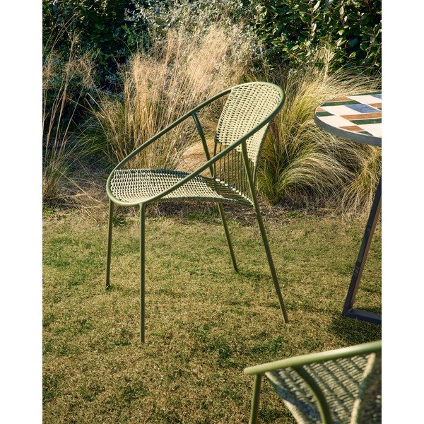 Tamsiai žalios spalvos sodo kėdė Atrani – Kave Home-image-3