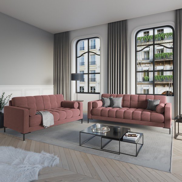 Rožinė aksominė sofa Cosmopolitan Design Bali-image-1