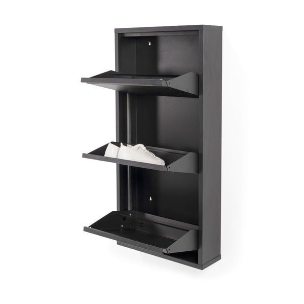 Juodos spalvos iš metalo atlenkiama spintelė batams 50x103x15 cm Billy – Spinder Design-image-2