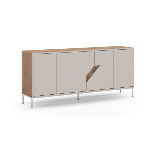 Šoninė spintelė kreminės spalvos/natūralios spalvos iš ąžuolo 180x80x40 cm Lilou – Marckeric-image-2