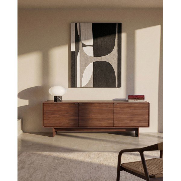 Tamsios natūralios spalvos TV spintelė iš riešutmedžio 150x46x40 cm Norlen – Kave Home-image-1