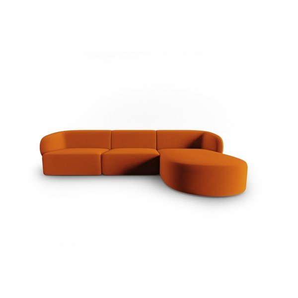 Terakotos spalvos iš velveto kampinė sofa (su dešiniuoju kampu/su gultu) Paolo – Milo Casa