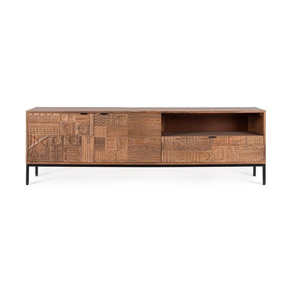 Natūralios spalvos iš mango masyvo TV spintelė 180x55x42 cm Kindia – Bizzotto