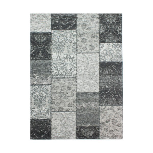 Tamsiai pilkas kilimas Flair Rugs Patchwork Chennile Black Grey, 120 x 170 cm