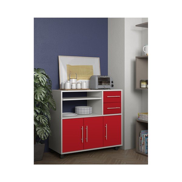 Raudonos ir baltos spalvos mobilus virtuvės sandėliukas su lentynomis TemaHome Marius-image-4