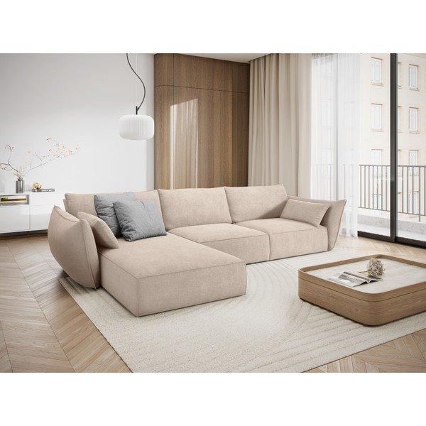 Smėlio spalvos kampinė sofa (kairysis kampas) Vanda - Mazzini Sofas-image-1