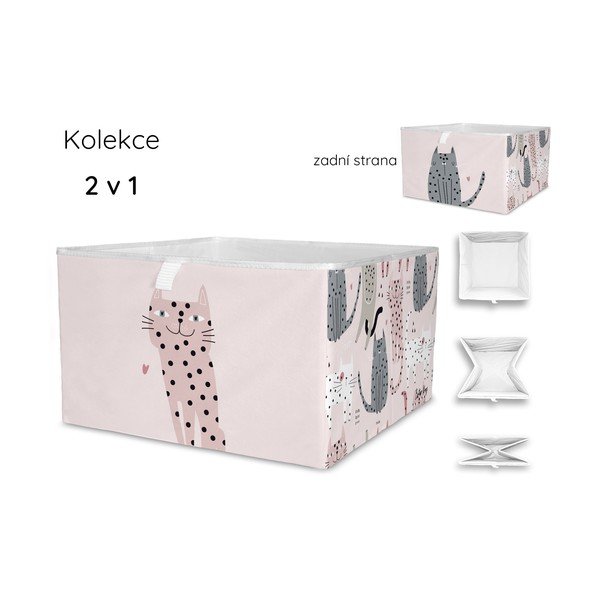 Šviesiai rožinės spalvos iš tekstilės vaikiškas organizatorius 32x32x20 cm Meow Meow – Butter Kings-image-2