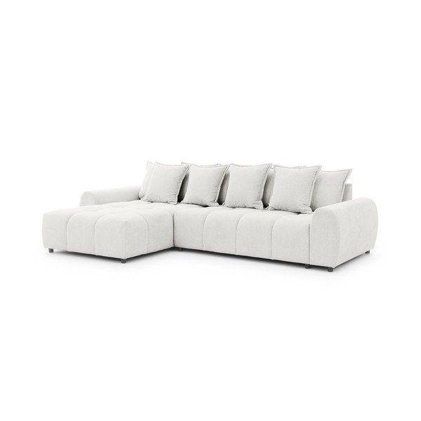 Baltos spalvos kampinė sofa (su kairiuoju kampu/su gultu) Albane  – Ropez-image-3