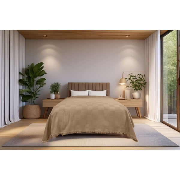 Smėlio spalvos iš medvilnės lovatiesė 140x200 cm Russel – Mijolnir-image-1