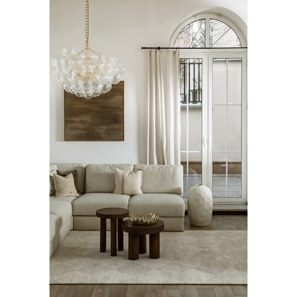 Smėlio spalvos iš vilnos kilimas 133x190 cm Agnus Checkered – Agnella-image-1