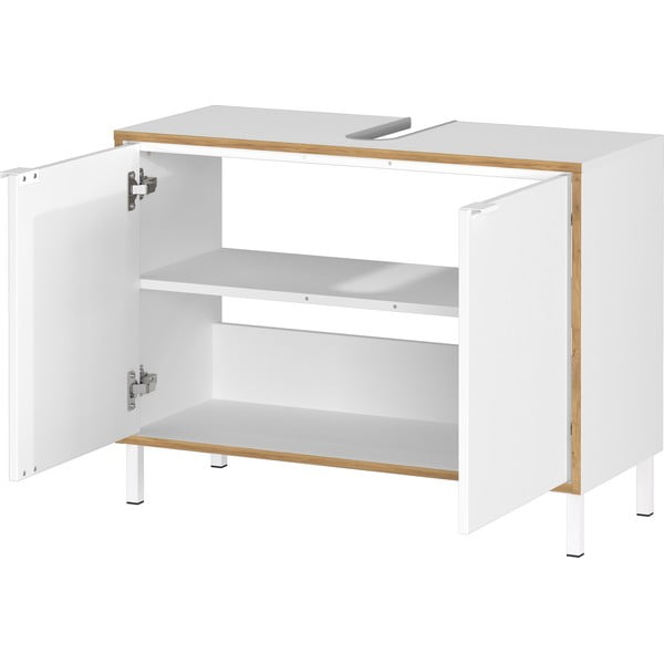 Baltos spalvos aukšta spintelė po kriaukle 80x60 cm Topeka – Germania-image-3