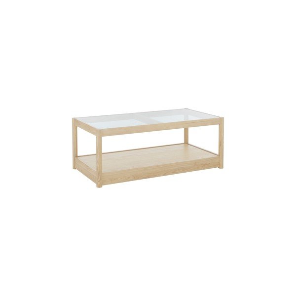 Natūralios spalvos kavos staliukas su stikliniu stalviršiu 60x120 cm Class – Ellos Home