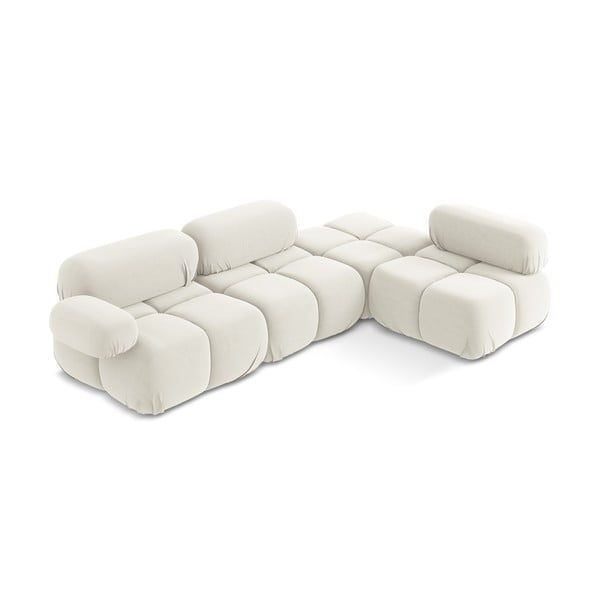 Baltos spalvos iš velveto modulinė kampinė sofa (su dešiniuoju kampu) Lokua – Makamii-image-1