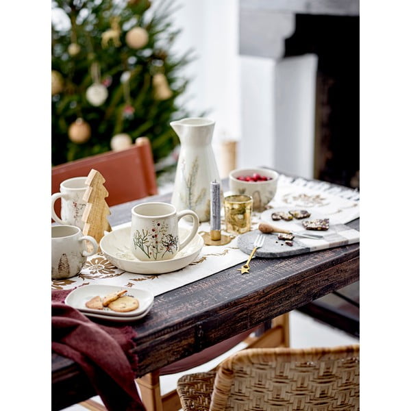 Kreminės spalvos iš akmens masės mažas dubuo su Kalėdų motyvu 450 ml Hollie – Bloomingville-image-1